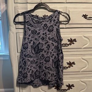 LOFT Navy and Blue Floral Tank Top